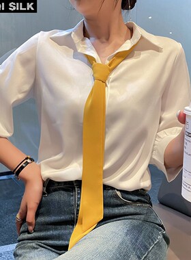 黄色进口优质雪纺丝带学生情侣细长丝巾欧美飘带纯色发带围巾定制