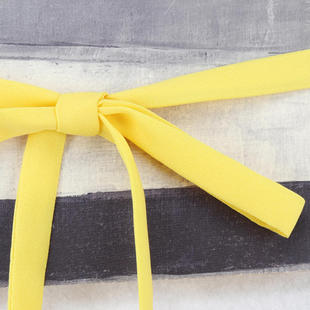 黄色雪纺细长条窄丝巾女围巾衬衣领结丝带腰带发带飘带配饰可定制