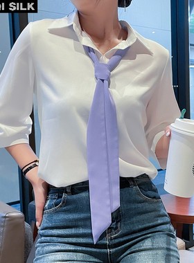 紫色进口优质雪纺丝带学生情侣细长丝巾欧美飘带纯色发带围巾定制