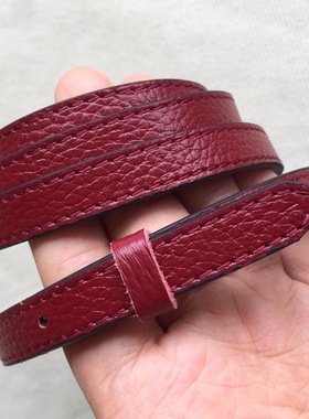 适用蔻驰MK包包荔枝纹肩带斜挎包带配件真皮酒枣深红色1.8/1.2宽