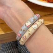 哈喽kitty手镯复古凯蒂猫镯子小众设计感手链时尚 百搭民族风首饰