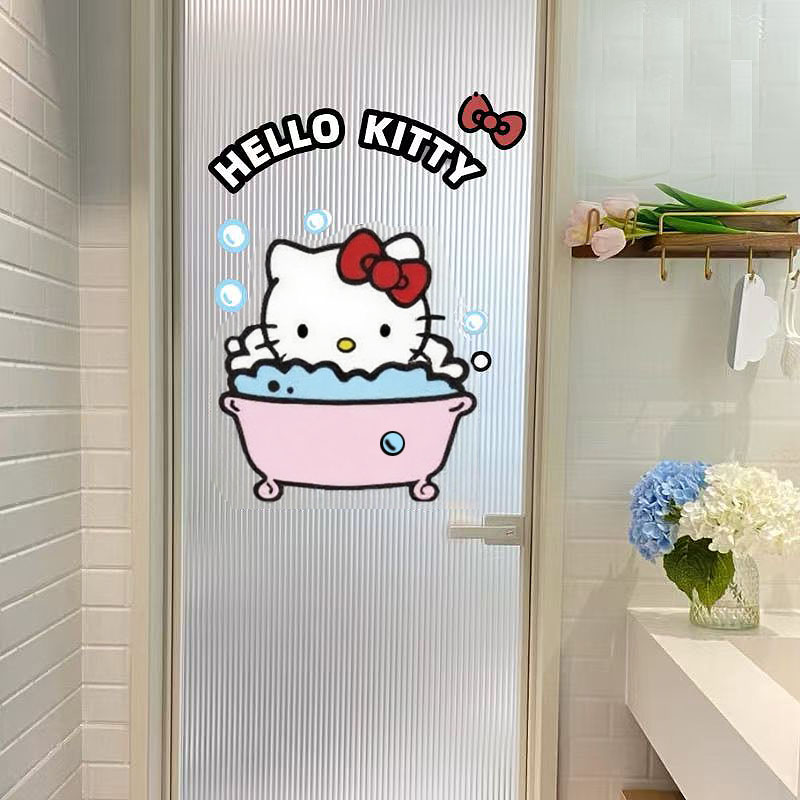 【新家的100个快递】凯蒂kitty贴纸浴室玻璃贴纸卡通厨房玻璃贴画
