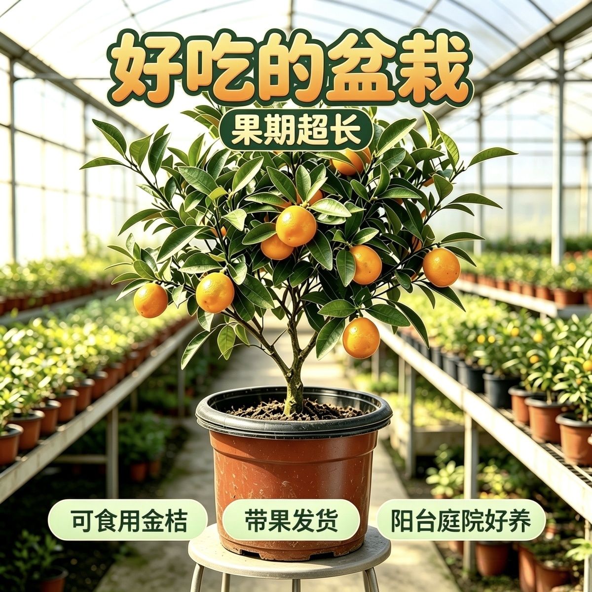 脆皮，滑皮金桔带果纯甜南北方种桌面绿植