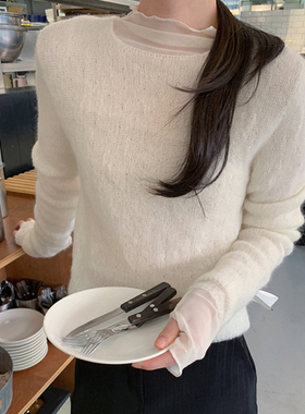 2024冬季love-minuet时尚百搭甜美少女范保暖圆领长袖女毛衣短款