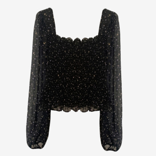 短款 女衬衫 cherrykoko淑女小清新碎花方领弹力紧身雪纺衫 2026夏季