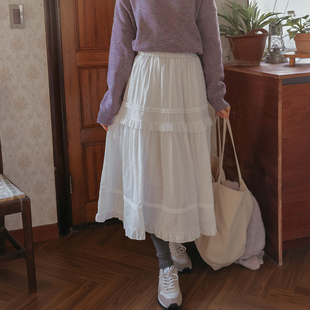 2025春夏common时尚百搭简约甜美少女范松紧腰A字裙女半身裙长款