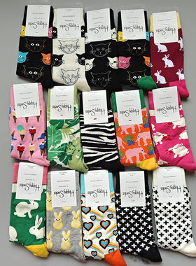 happysocks袜子ins潮女袜四季爆棉袜中筒袜外穿网红款百搭嗨皮袜