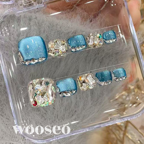 高质量精致绝美蓝色脚指甲美甲