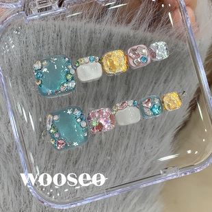 猫眼穿戴甲脚高级感秋冬显白纯手工脚趾甲贴片2025新款 脚指甲美甲