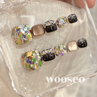 脚穿戴甲2025新款 高级感纯手工脚趾甲美甲贴片秋冬显白脚指甲贴片