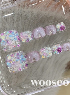 紫色猫眼脚穿戴甲2026新款超火指甲贴片高级感手工脚指甲穿戴美甲