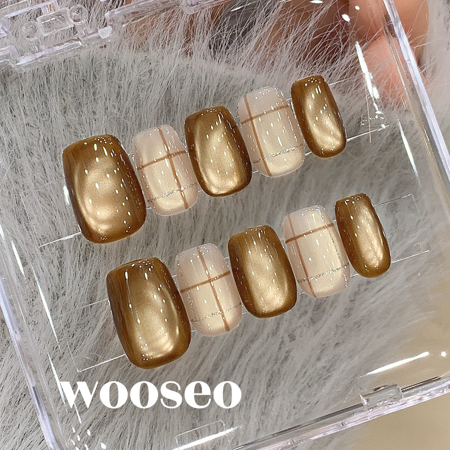 美拉德猫眼穿戴甲短款秋冬高级感手工指甲贴片2026新款穿戴式美甲,彩妆/香水/美妆工具,穿戴甲/甲片,淘宝优惠券,粉丝福利购,淘宝优惠卷