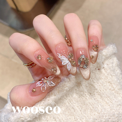 高质量精致绝美蝴蝶新娘婚甲美甲