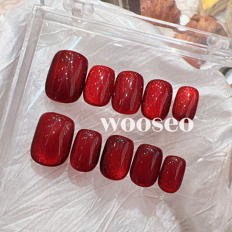 红色猫眼穿戴甲2025新款豆豆甲穿戴美甲高级感显白纯手工指甲贴片,彩妆/香水/美妆工具,穿戴甲/甲片,淘宝优惠券,粉丝福利购,淘宝优惠卷