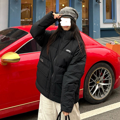 安踏休闲立领羽绒服男短款面包服