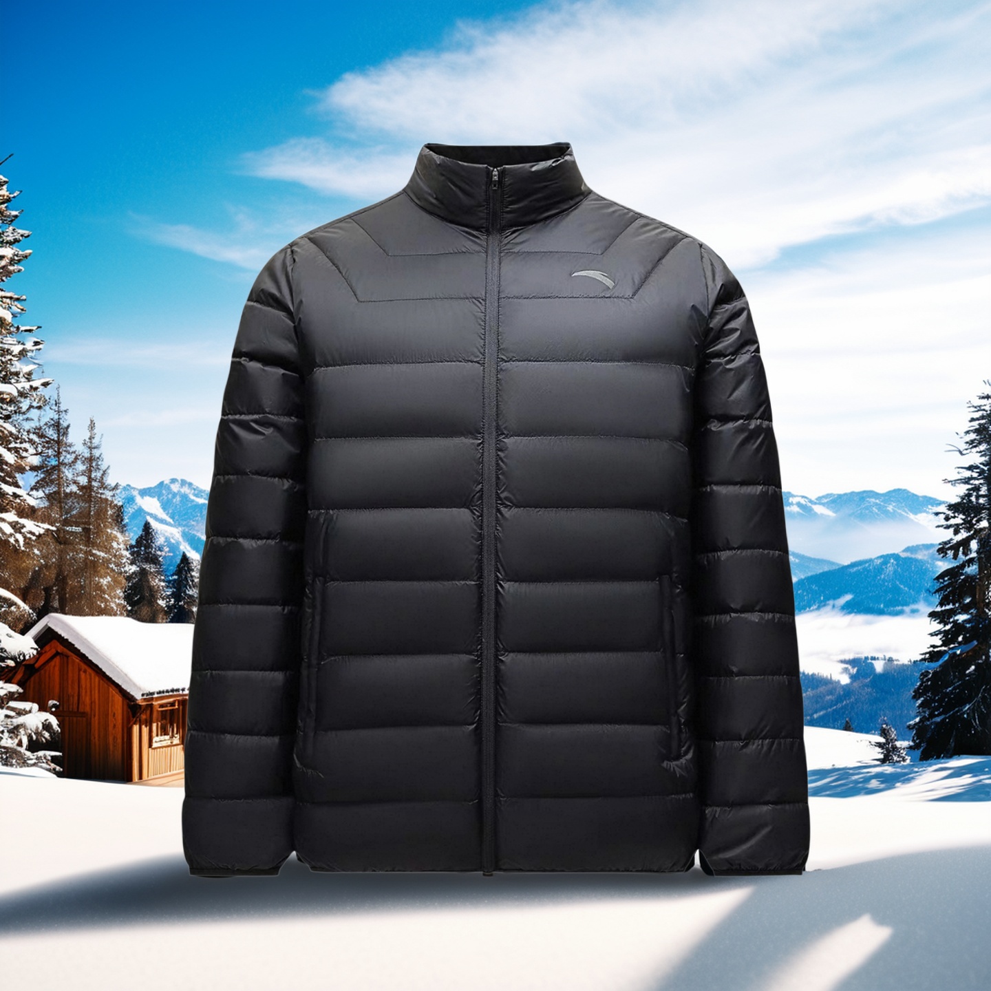 安踏轻薄排骨羽绒服男立领鸭绒服