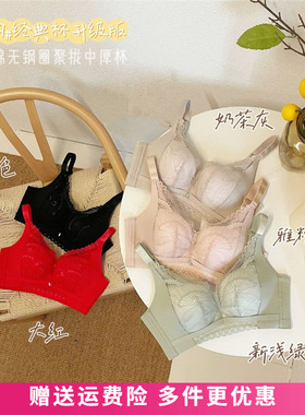 珠密琪中厚无钢圈透气B杯6209包容调整聚拢性感u型文胸6017内衣