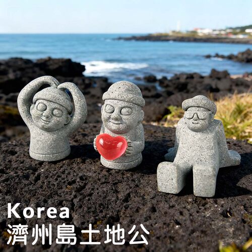 韩国济州岛土地公小摆件青砂石趣味造景鱼缸室内外盆景可爱装饰