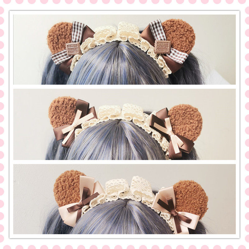 日系小熊耳朵发箍lolita洛丽塔jk制服发饰可爱少女心发卡头饰毛绒