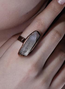 GetEmON原创高级感不规则小众情侣水晶原石好运男女可调节戒指