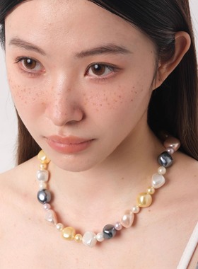 GetEmON原创高级感明星轻奢小众百搭巴洛克珍珠男女锁骨项链