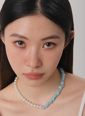 GetEmON原创高级感小众情侣珍珠碎石拼接嘻哈男女美式锁骨项链