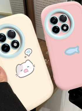 一加ACE5手机壳一加ACE5pro泡芙猫鱼可爱情侣ace3气囊oneplusACE5男女款1+高级感全包pro防摔硅胶软壳