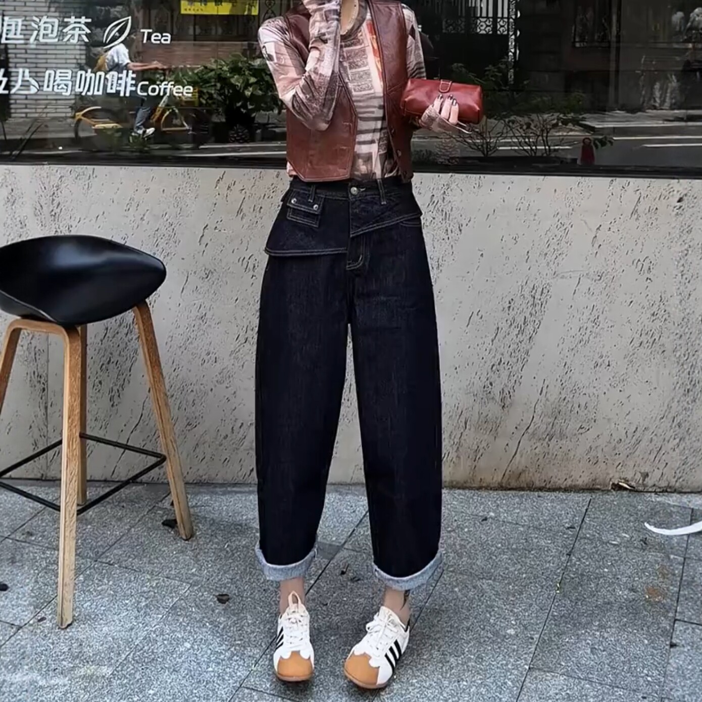2026新款大码显瘦女牛仔阔腿裤图片