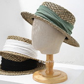 法式 度假草帽女手工编织镂空礼帽夏天防晒遮阳帽复古百搭沙滩帽子