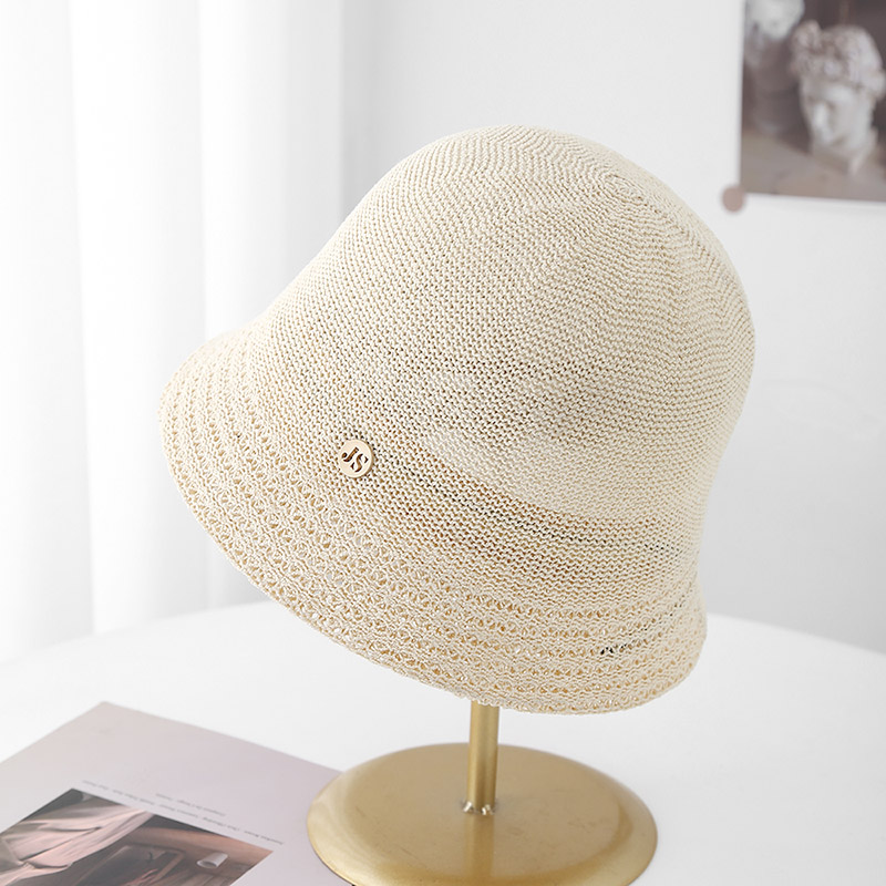 针织薄款镂空小檐渔夫帽子女夏防晒帽透气显脸小百搭柔软遮阳盆帽