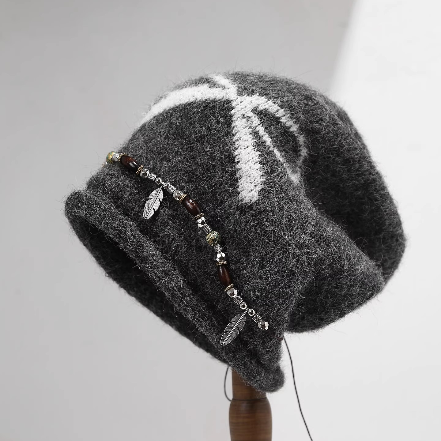 加绒套头帽保暖堆堆帽护耳针织帽