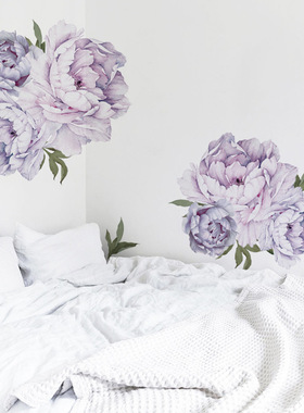 大号紫色牡丹花团墙贴画 外贸热款PVC自粘贴纸