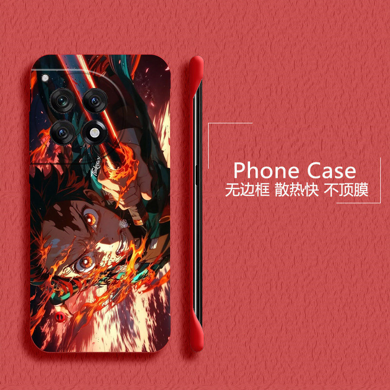鬼灭之刃适用一加ace5至尊版手机壳1加13t无边框ace2散热11r新款竞速版半包1+10pro薄硬1+8防摔2v套1+12女9rt