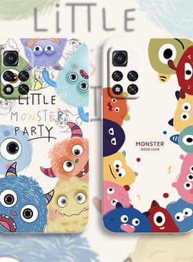 适用于红米note11手机壳note11tpro卡通note11e可爱note11r男note10女款note9/8/7小怪兽软硅胶镜头全包防摔