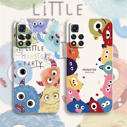 适用于红米note11手机壳note11tpro卡通note11e可爱note11r男note10女款note9/8/7小怪兽软硅胶镜头全包防摔