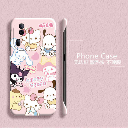 可爱kt猫适用opporeno11手机壳reno10pro+无边框reno9散热reno8新款reno7半包7se超薄5g硬壳防摔保护套外壳女