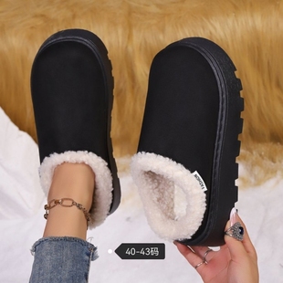 2025新款秋冬款平底半包头毛毛拖鞋40-43码室内外两穿棉拖鞋冬天