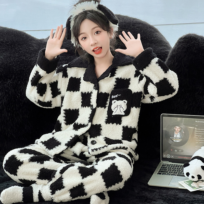 女童秋冬款珊瑚绒家居服洋气套装