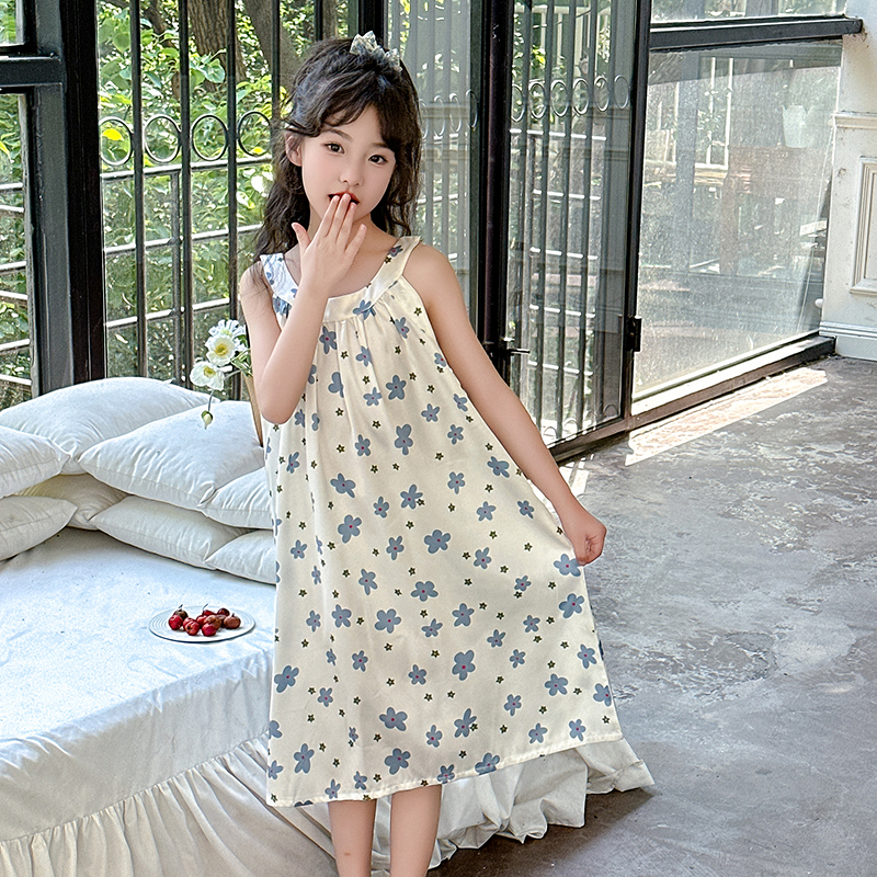 儿童睡裙薄款夏季女童睡衣吊带背心冰丝家居服小女孩2025新款夏天