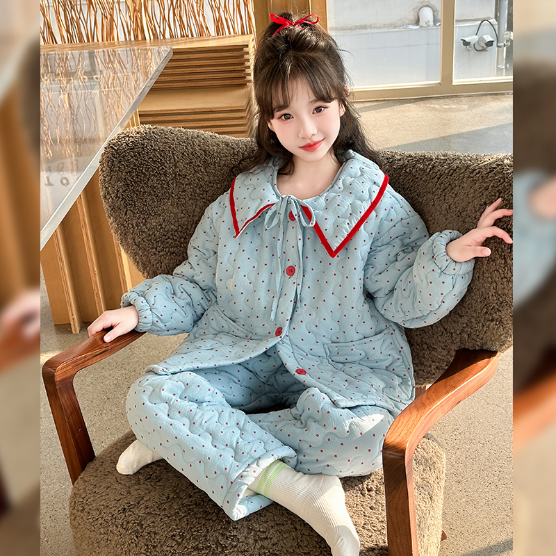 女童睡衣秋冬装2025新款家居服