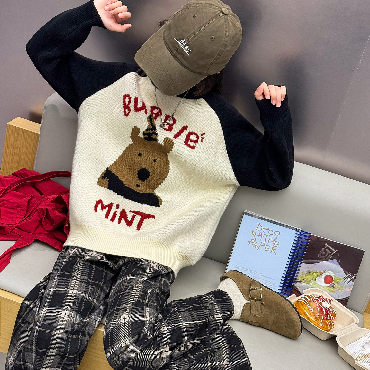 女童小熊毛衣针织衫2025秋冬新款