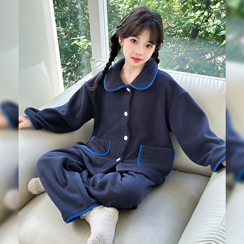 女童睡衣秋冬季珊瑚绒加厚两件套