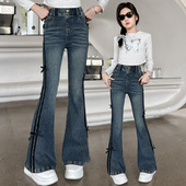 子女孩大童洋气喇叭裤 女童加绒牛仔裤 秋冬裤 儿童长裤 春秋2026新款