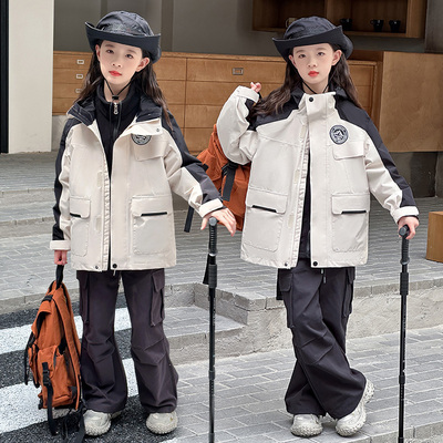 女童秋冬硬壳三合一防水冲锋衣