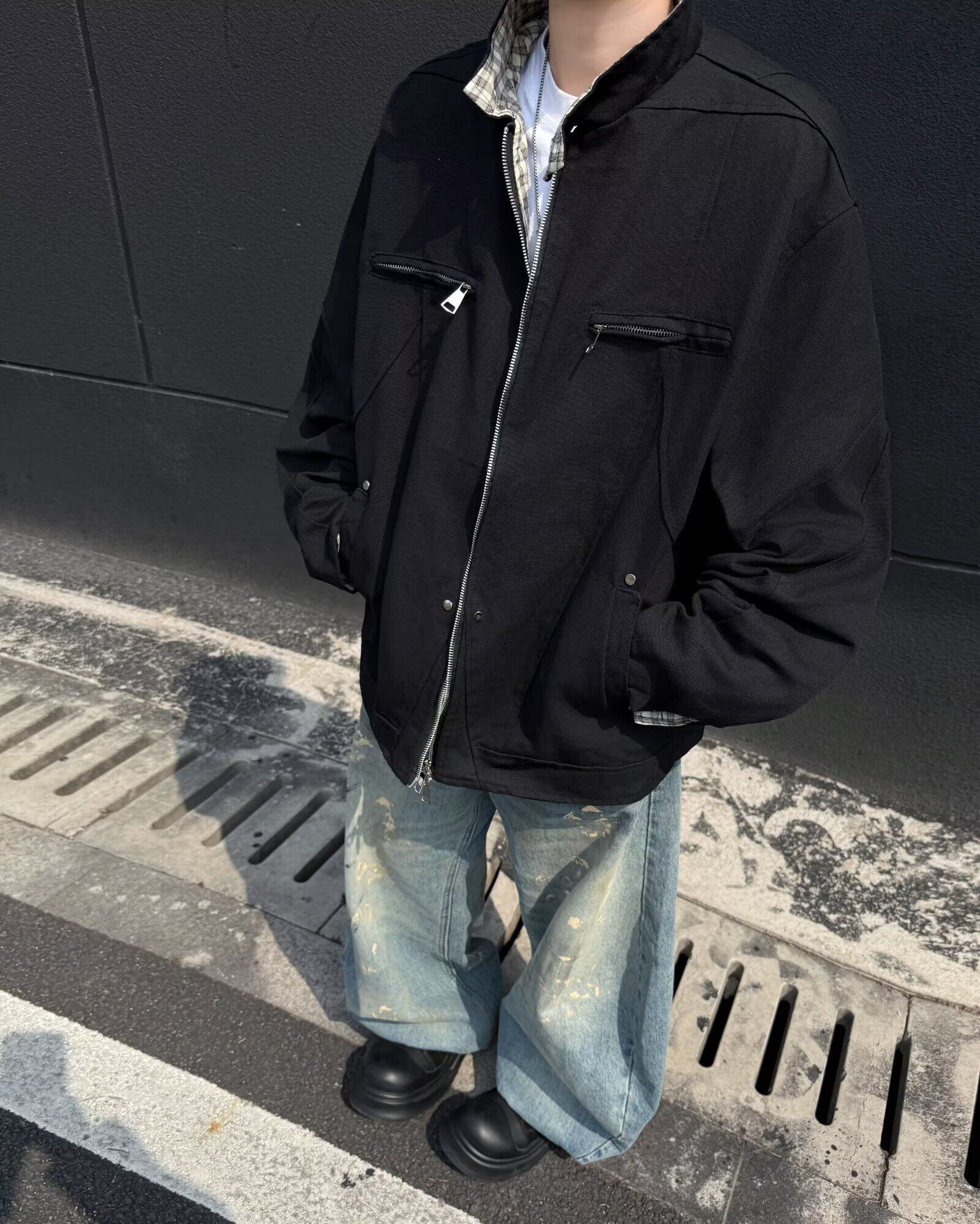 美式复古立领水洗夹克男冬季潮牌宽松休闲外套男jk9357p75，男装夹克，星座204-3