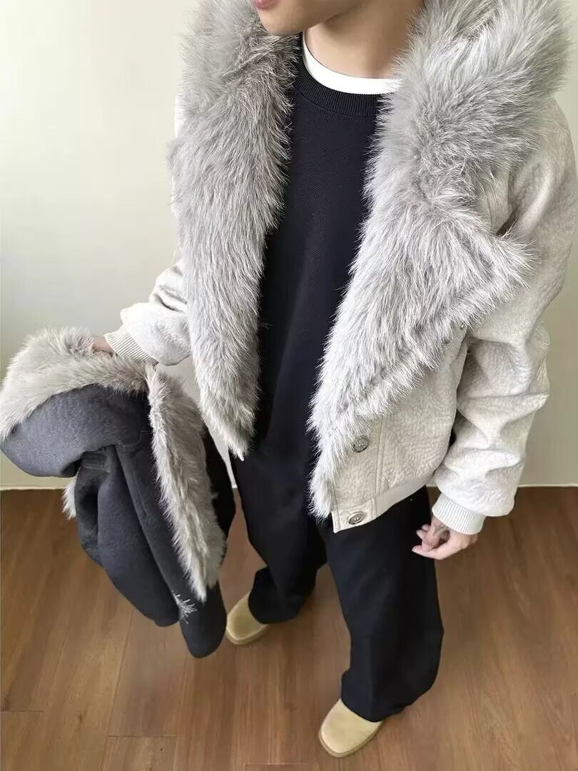 网图冬季毛领棉衣外套男加厚保暖宽松棉服解构棉袄m5030p135,男装棉衣,星座204-3