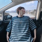 撞色条纹短袖t恤男女夏季气质ins潮流日系流行短袖t223p38，男装T恤，星座204-3