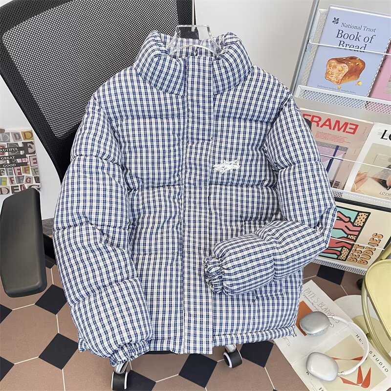 冬季格子棉衣外套男女立领运动刺绣潮牌休闲棉服m23p75,男装棉衣,星座204-3