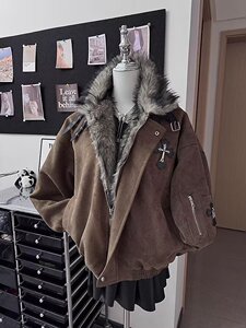 网图 美式复古座山雕毛领棉服男女冬季加厚保暖棉衣m423 p115图片