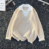 美式复古翻领针织衫男春季撞色保暖毛衣潮my85p52，男装针织衫/毛衣，星座204-3